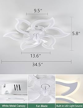 SIJINCHEN Flower Ceiling Fans with Lights and Remote, 33.5